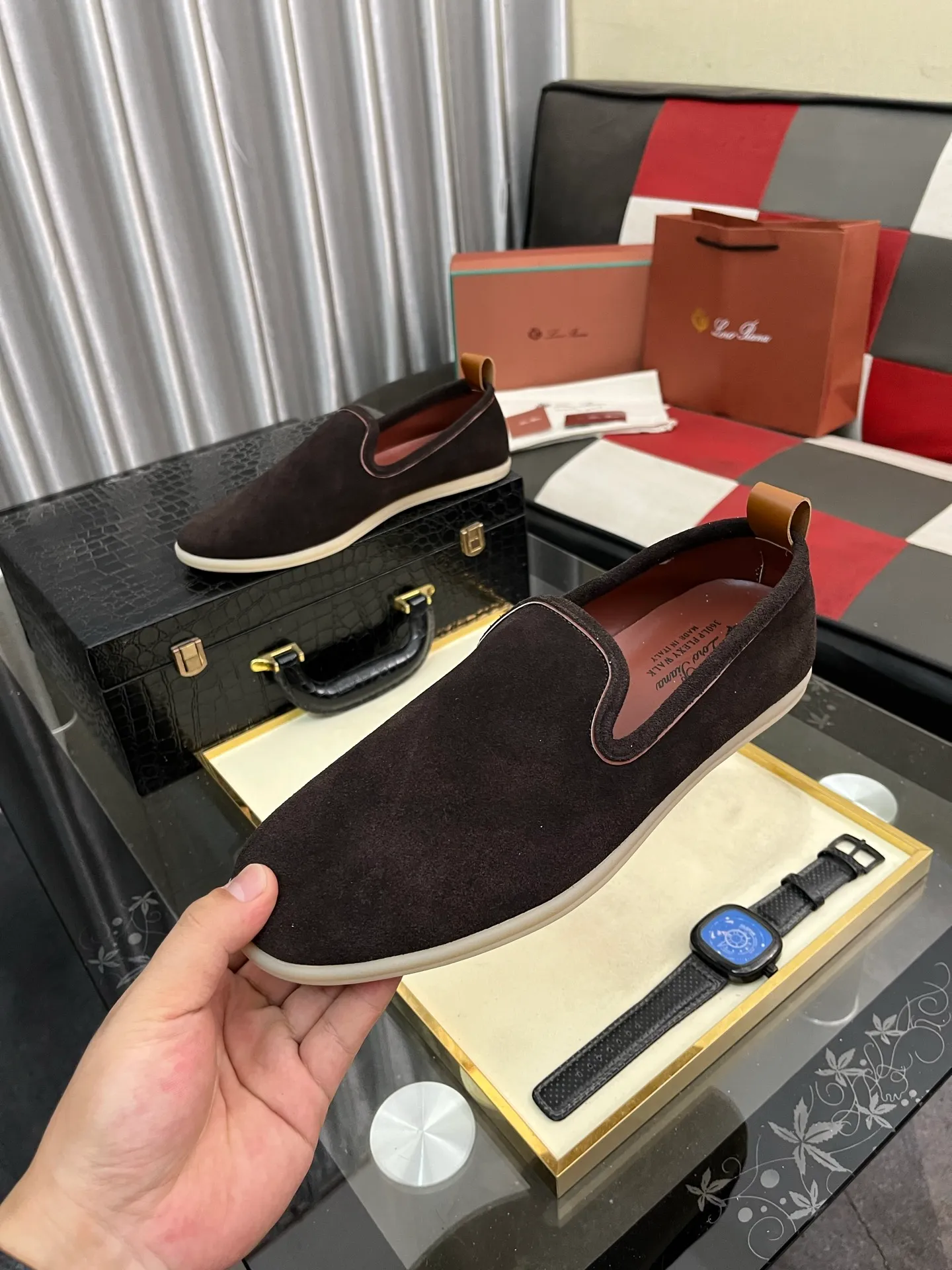 Men's men's shoes 💰420⌚️⌚️Loro*Piana pure original 2023 soft and comfortable LP deerskin flat casual star same style slip-on Loft men's shoes size 38-44